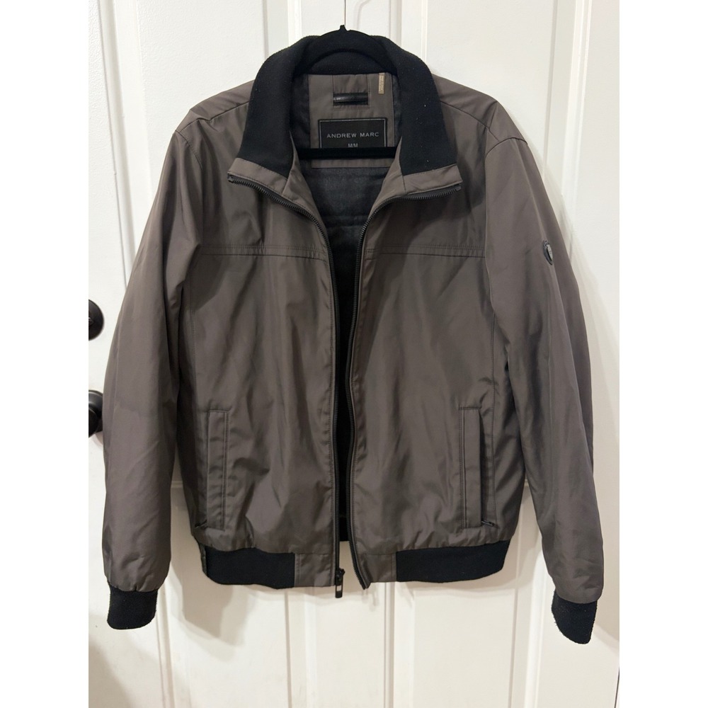 Andrew Marc | Bomber Jacket Full Zip Fleece Collar Size M || Brown|